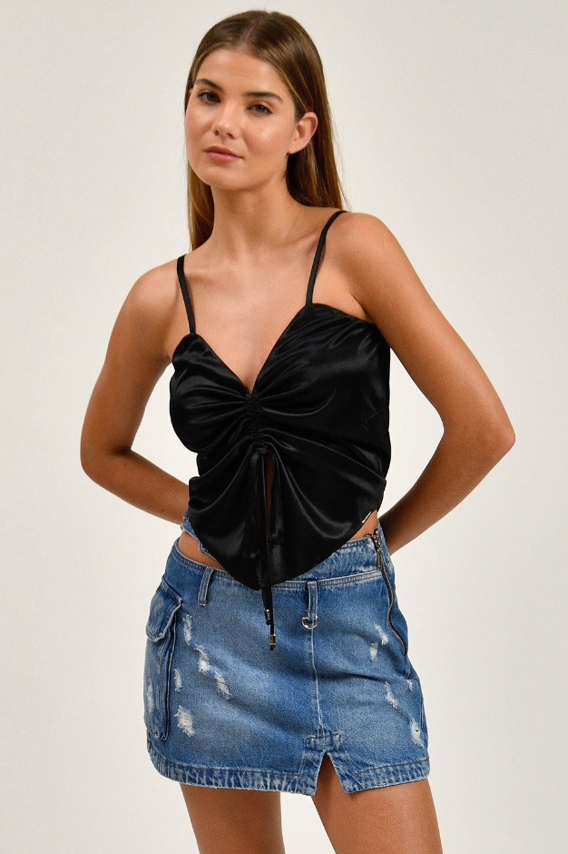 Mini Blusa Amarração Jeans