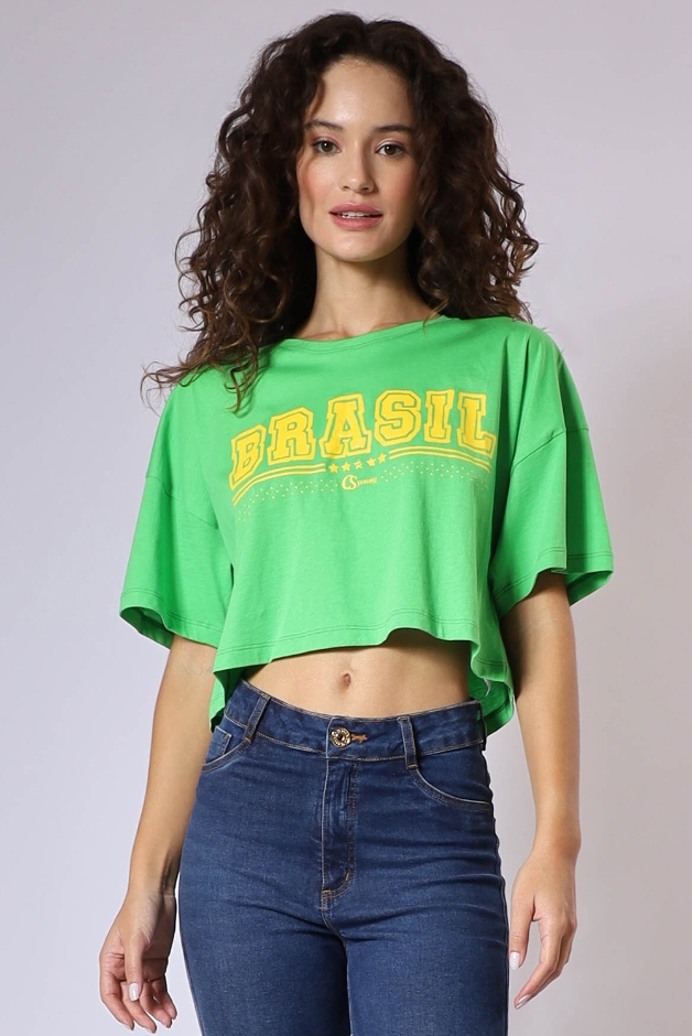 T-shirt Cropped Verde Brasil